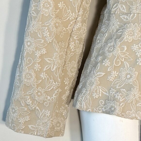 Cream Brocade SZ XXL Lace Print Peplum Top/Jacket Dressy Formal Vintage Inspired - Picture 5 of 9